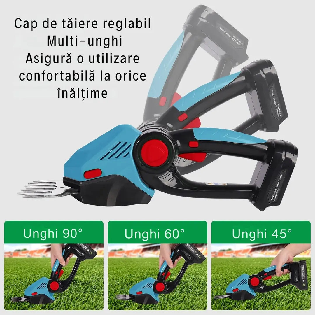 Foarfecă Electrică 2-în-1 cu 2 Baterii 48V — Tunde Gardul Viu Fără Cablu, Fără Efort!