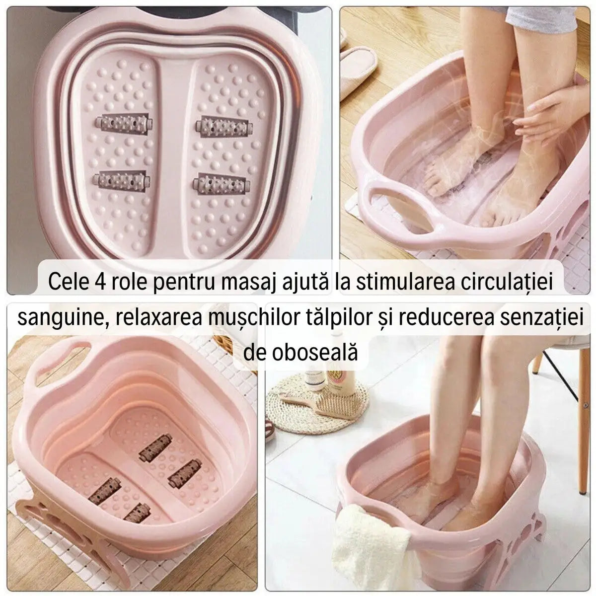 Cădița Pliabilă cu Role pentru Masaj și Picioare Antiderapante