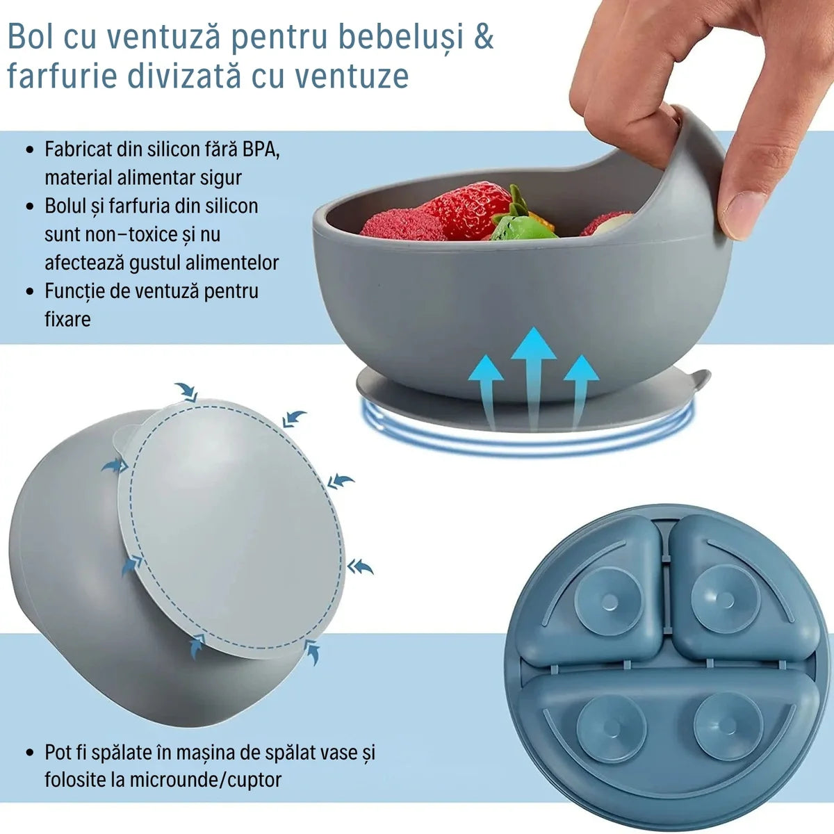 Set Diversificare 8 Piese pentru bebluși și copii mici - ALBASTRU