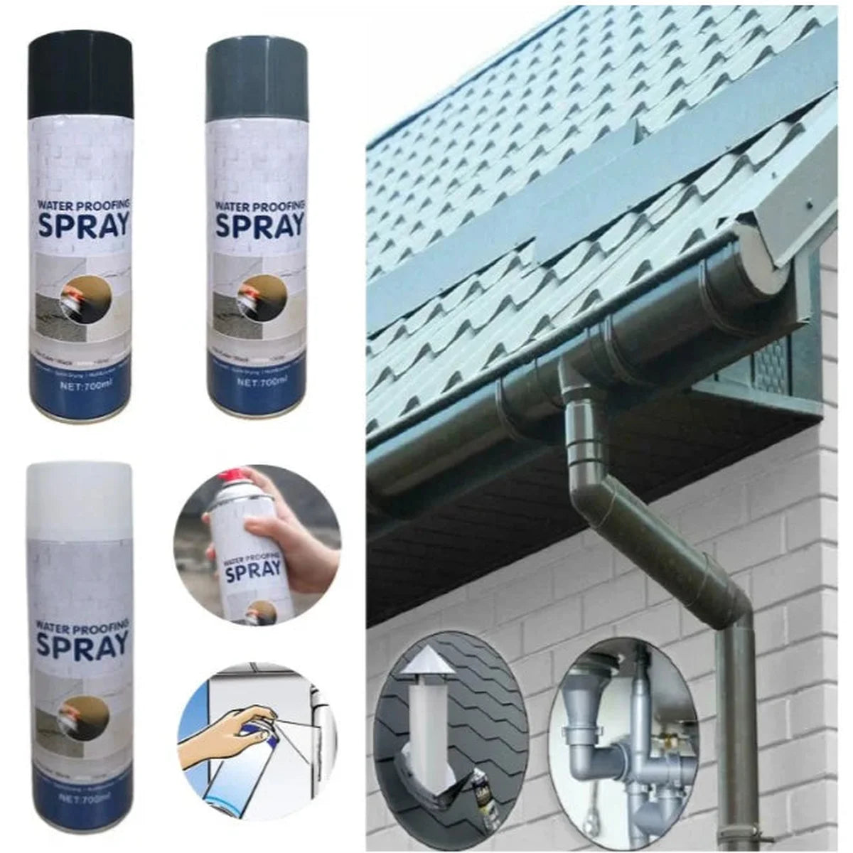 1+1 Gratis! Spray de Etanșare cu Peliculă Cauciucată - Negru - 700 ML