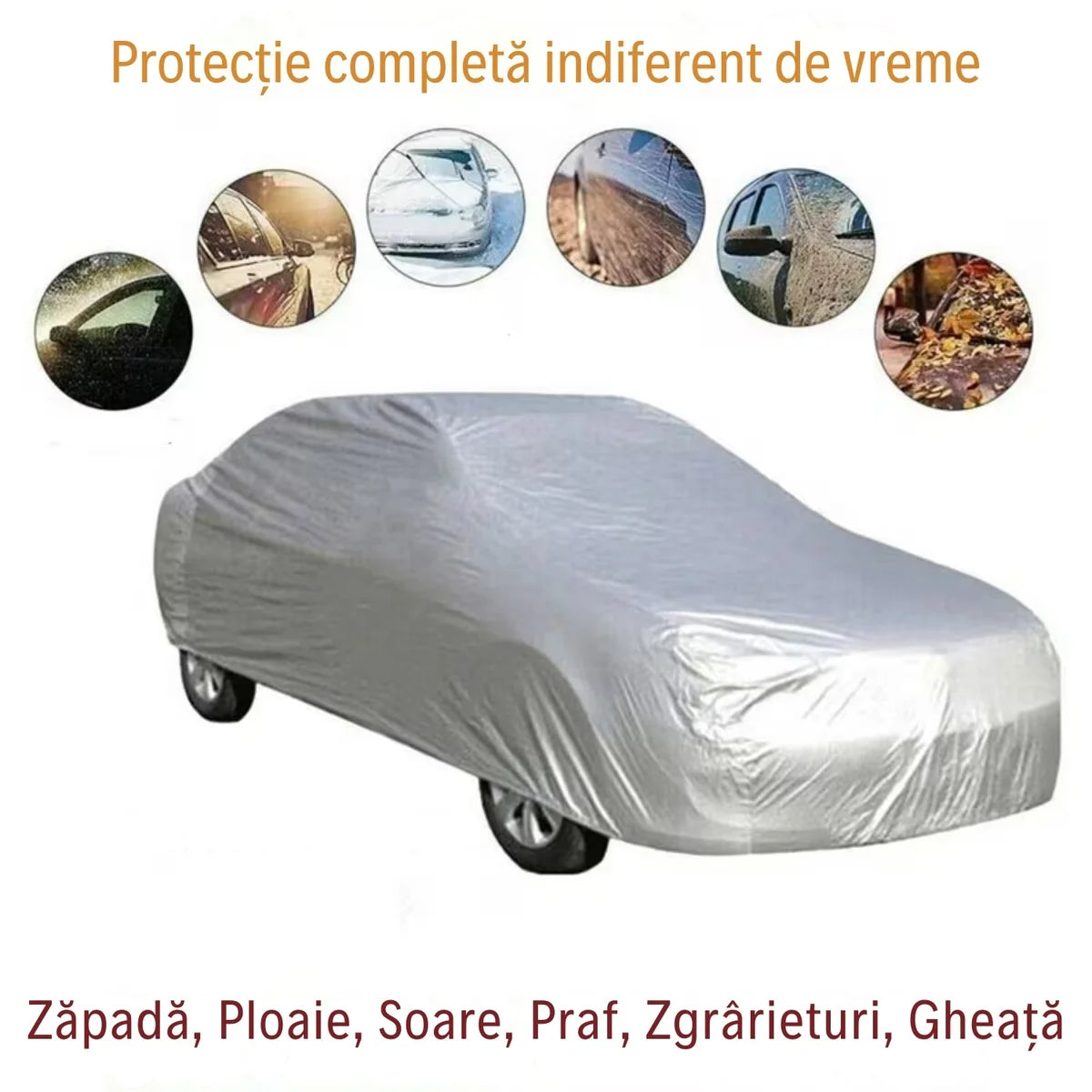 Husă Auto Impermeabilă - Protecție Ploaie, Zăpadă, Soare, Praf, Zgârieturi - Dimensiuni M, L, XL, XXL