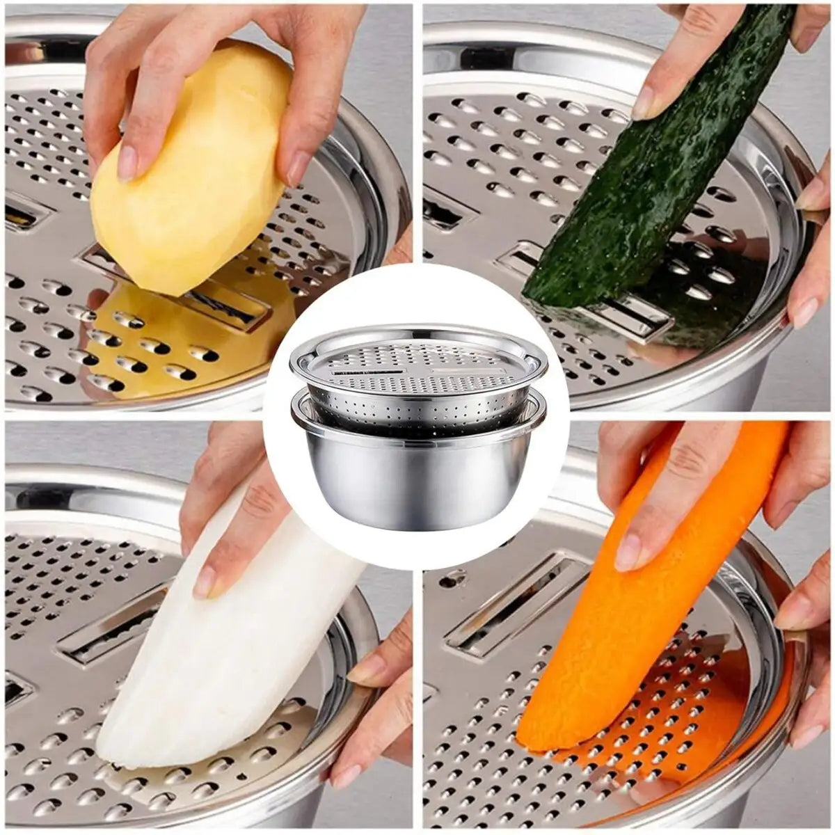 Speli, Scurgi și Razi Rapid – Bol 3 în 1 din Inox