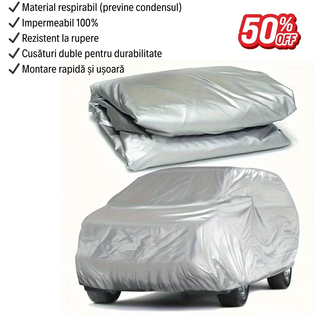 Husă Auto Impermeabilă - Protecție Ploaie, Zăpadă, Soare, Praf, Zgârieturi - Dimensiuni M, L, XL, XXL