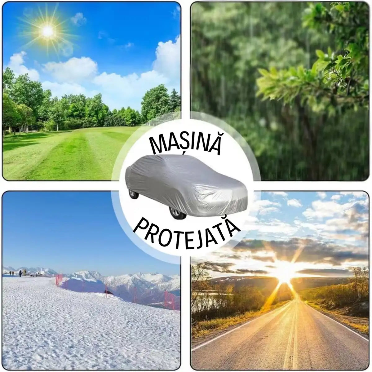Husă Auto Impermeabilă - Protecție Ploaie, Zăpadă, Soare, Praf, Zgârieturi - Dimensiuni M, L, XL, XXL