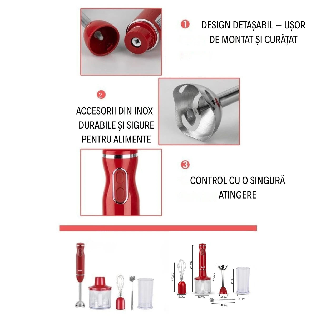 Blender de Mână 5-ÎN-1 Premium din Oțel Inoxidabil - Compact și Eficient