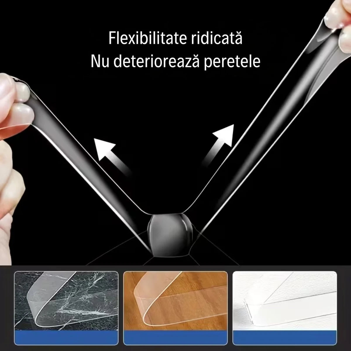 1+1 GRATIS! Bandă Dublu Adezivă 3M - Silicon transparent, Super aderentă și Reutilizabilă