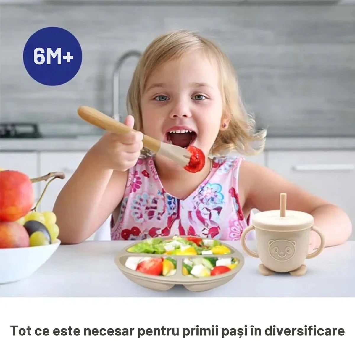 Set Diversificare 8 Piese pentru bebluși și copii mici - ALBASTRU