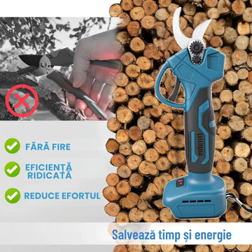 Foarfecă Electrică de Grădină cu 2 Acumulatori 48V și Încărcător + PILĂ DE ASCUȚIT LAMELE FIRMA OKBOONS