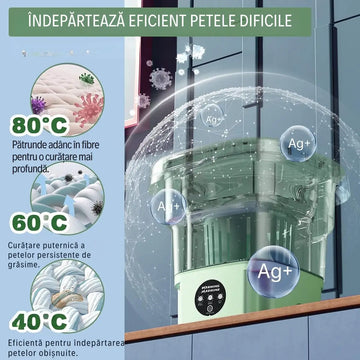 Mini Mașină de Spălat Portabilă 6.5 L cu Funcție de Uscare - Pliabilă, Practică și Ușor de folosit