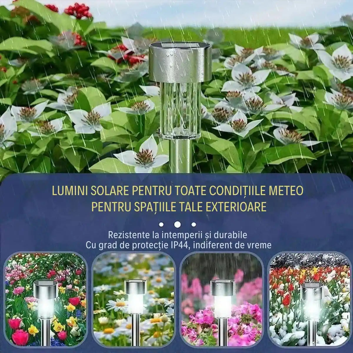 Set 12 Lumini LED din Aluminiu pentru Grădină - Încărcare Solară