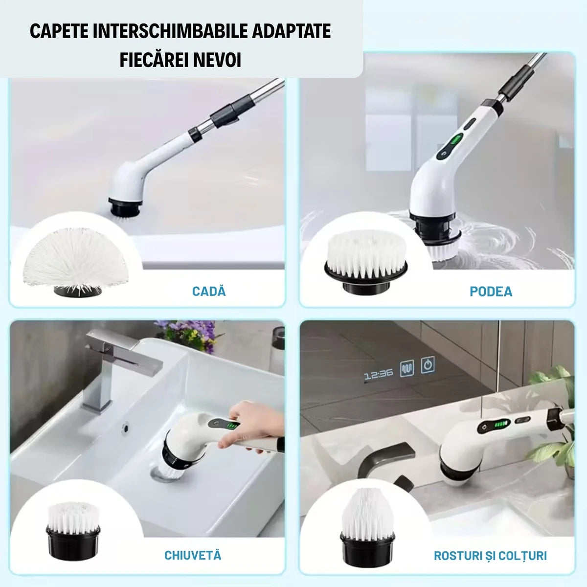 Curățenie fără efort – perie electrică rotativă 9 în 1 (fără frecat)
