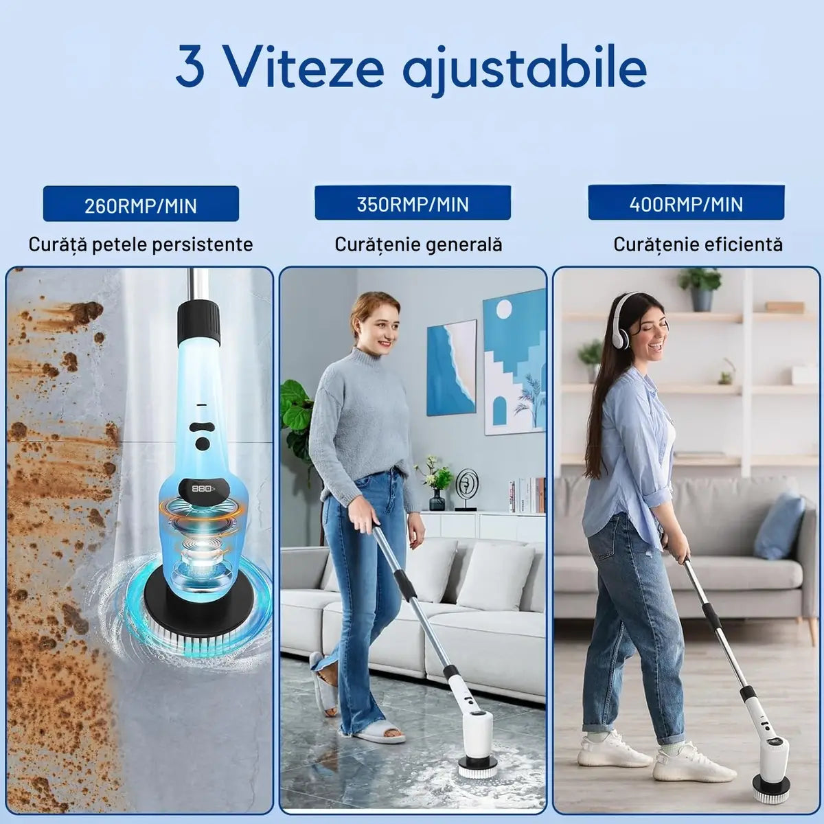 Curățenie fără efort – perie electrică rotativă 9 în 1 (fără frecat)