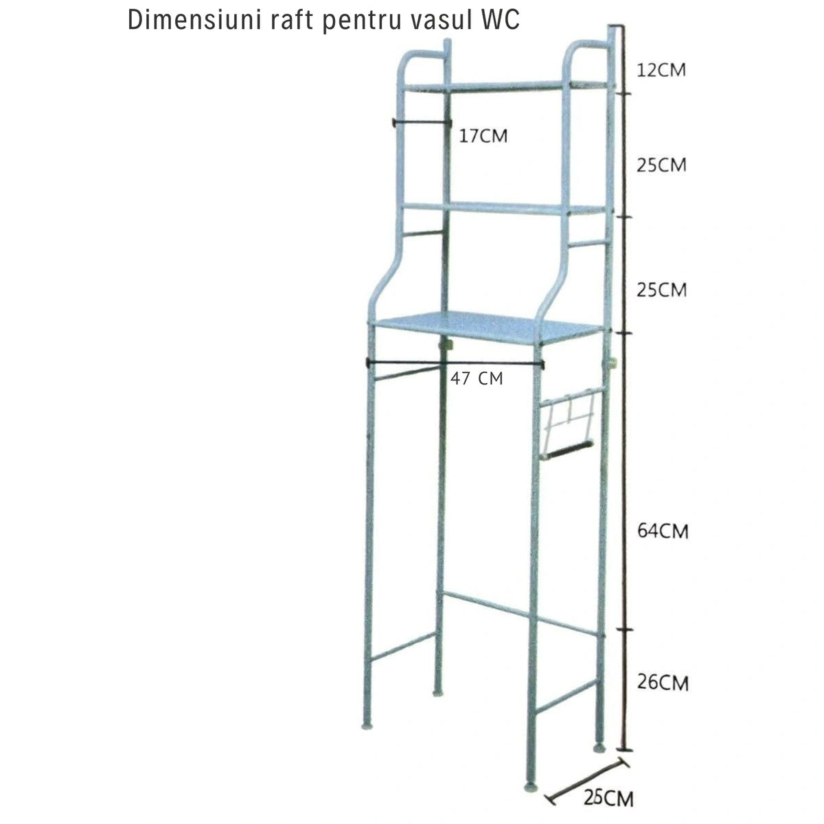Raft Organizator pentru Baie, Compatibil cu Mașina de Spălat/Vasul WC, 3 Polițe Spațioase
