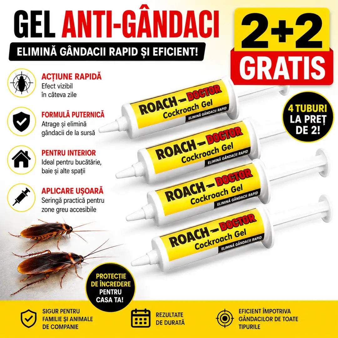 2 + 2 GRATIS! Scapă de Gândaci Rapid și Eficient – Gel Anti-Gândaci Roach Doctor