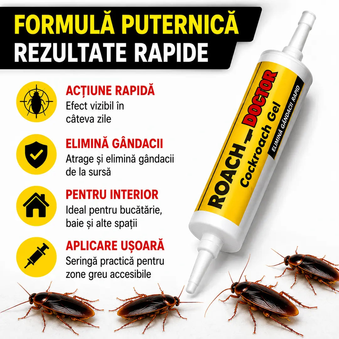 2 + 2 GRATIS! Scapă de Gândaci Rapid și Eficient – Gel Anti-Gândaci Roach Doctor