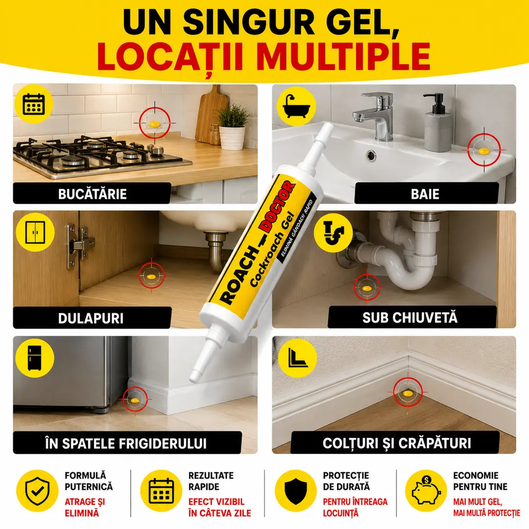 2 + 2 GRATIS! Scapă de Gândaci Rapid și Eficient – Gel Anti-Gândaci Roach Doctor
