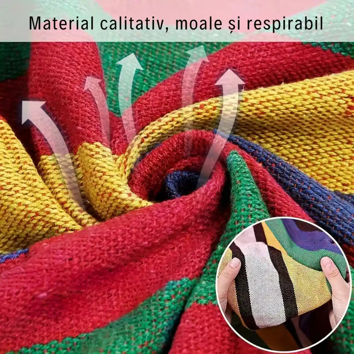 Hamac Tip Scaun Suspendat 100 x 130 cm cu 2 Perne Incluse - Ideal pentru Relaxare -