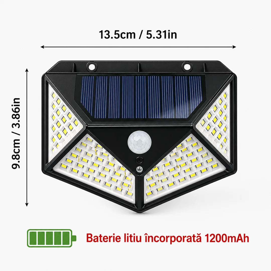 Set 6 Lămpi Solare cu 100 LED-uri și Senzor de Mișcare