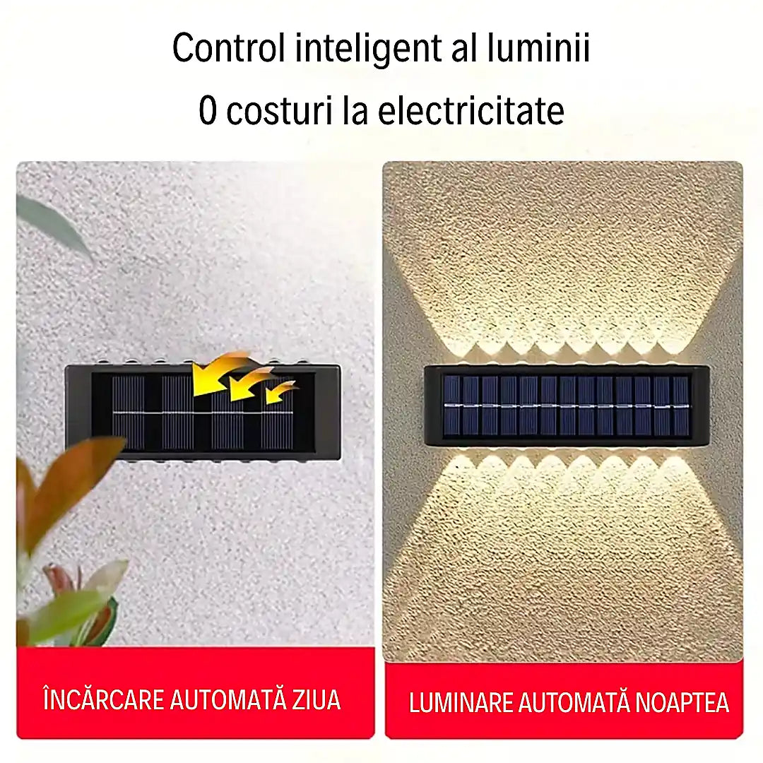 Ambient perfect fără efort - Set 6 Lămpi Solare de Perete cu Lumină Caldă - 12 LED-uri