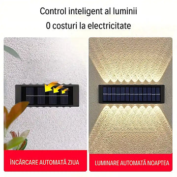 Ambient perfect fără efort - Set 6 Lămpi Solare de Perete cu Lumină Caldă - 12 LED-uri