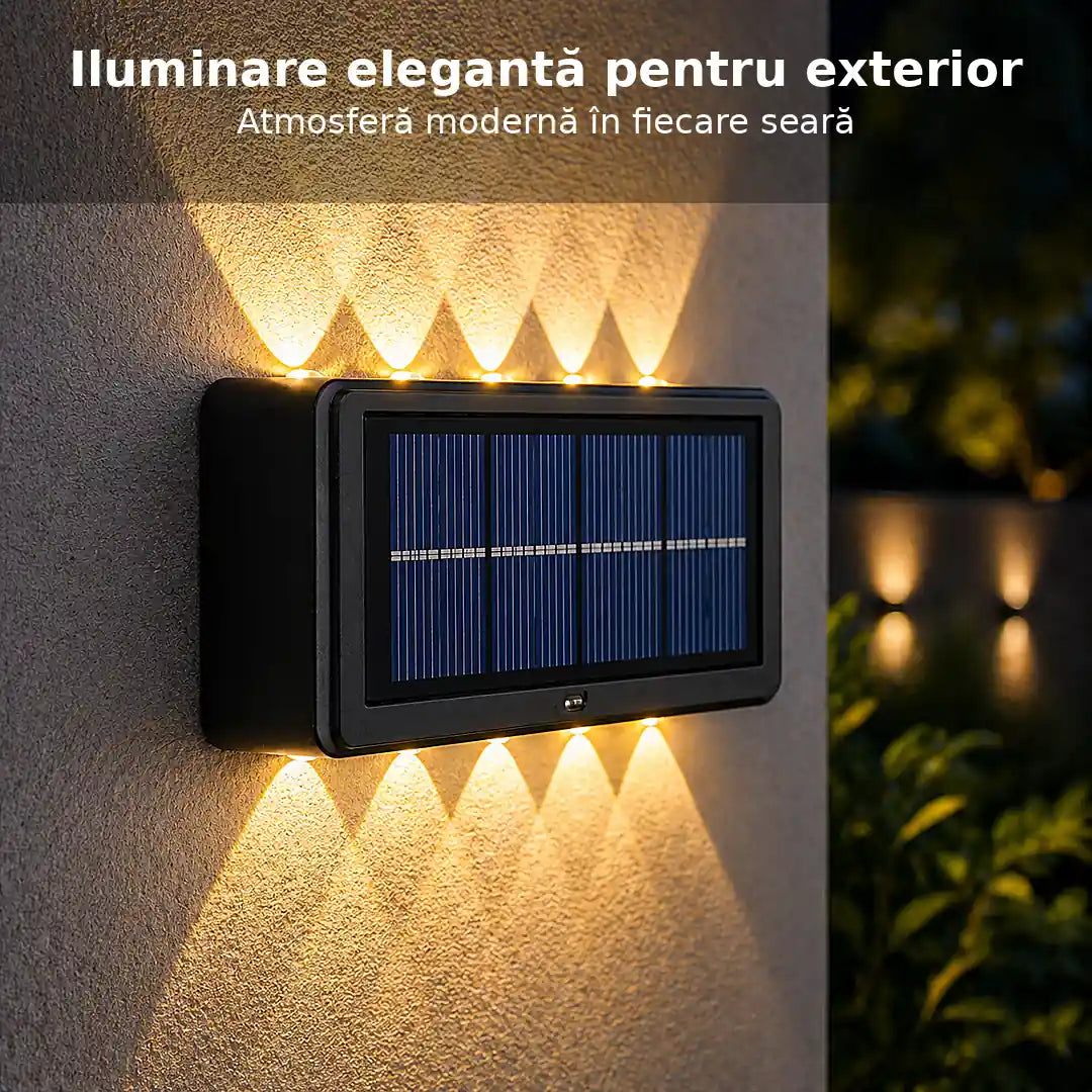 Ambient perfect fără efort - Set 6 Lămpi Solare de Perete cu Lumină Caldă - 12 LED-uri