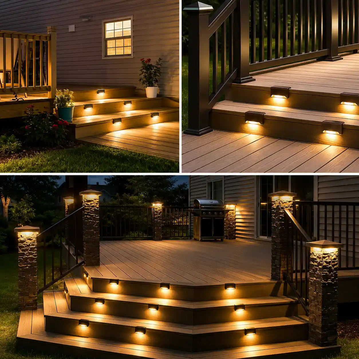 Scări și alei iluminate – Set 8 Lămpi Solare pentru Trepte LED IPX4