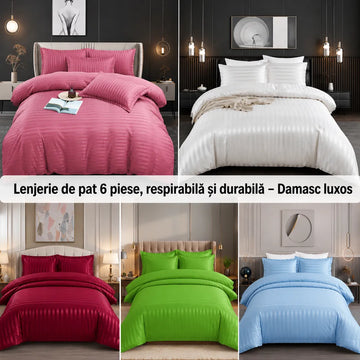 Lenjerie de pat 6 piese, respirabilă și durabilă - Damasc luxos