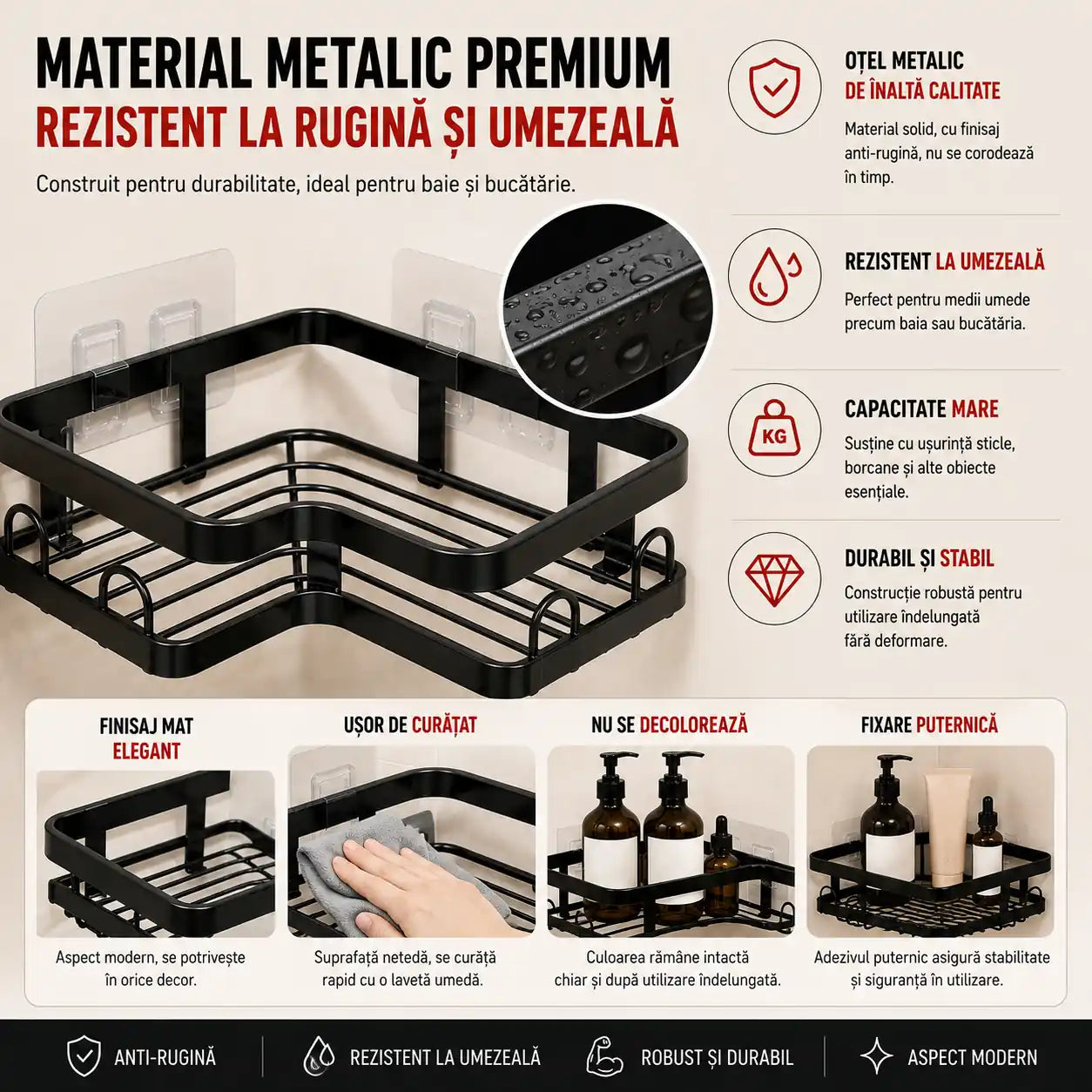 Set 5 Rafturi de Perete – Organizare Maximă Fără Găurire