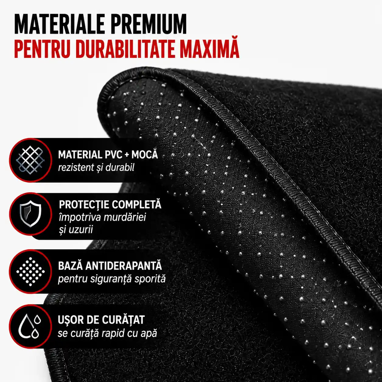 Set 4 Covorașe Auto Universale – Mochetă Premium, Rezistente și Antiderapante