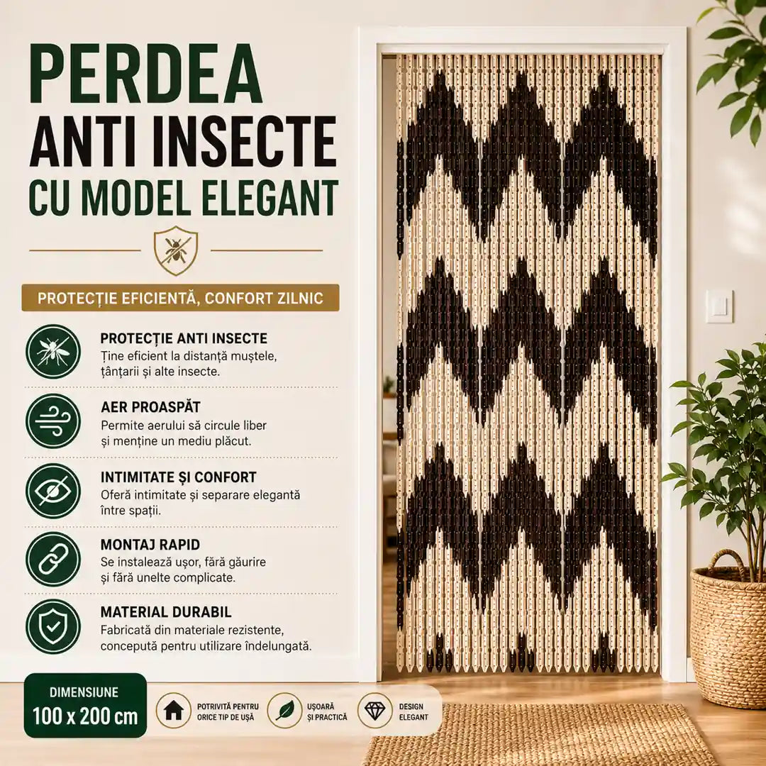 🦟 Ține Insectele Afară și Lasă Aerul Proaspăt în Casă – Perdea Anti Insecte cu Model Elegant