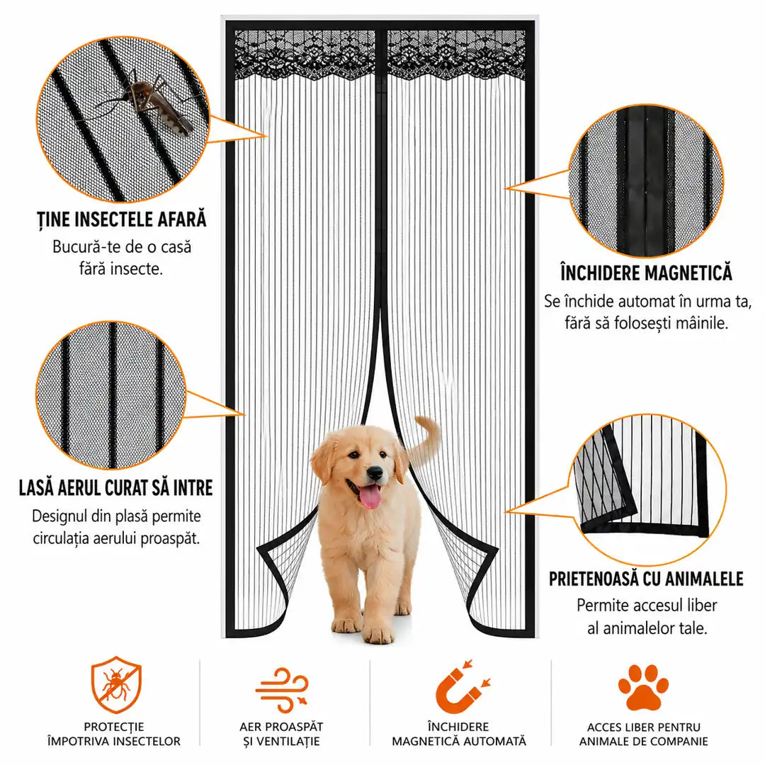 1+1 Gratis! Gata cu țânțarii și insectele din casă - Perdea Magnetică 100x210 cm – Protecție Eficientă și Montare Rapidă