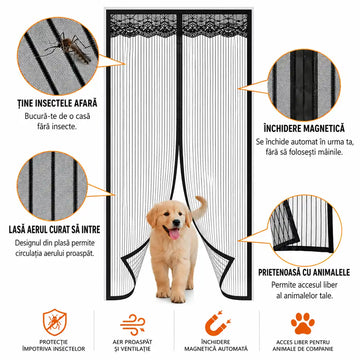 1+1 Gratis! Gata cu țânțarii și insectele din casă - Perdea Magnetică 100x210 cm – Protecție Eficientă și Montare Rapidă