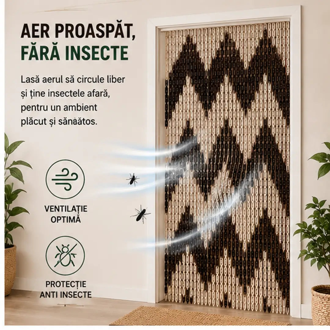 🦟 Ține Insectele Afară și Lasă Aerul Proaspăt în Casă – Perdea Anti Insecte cu Model Elegant