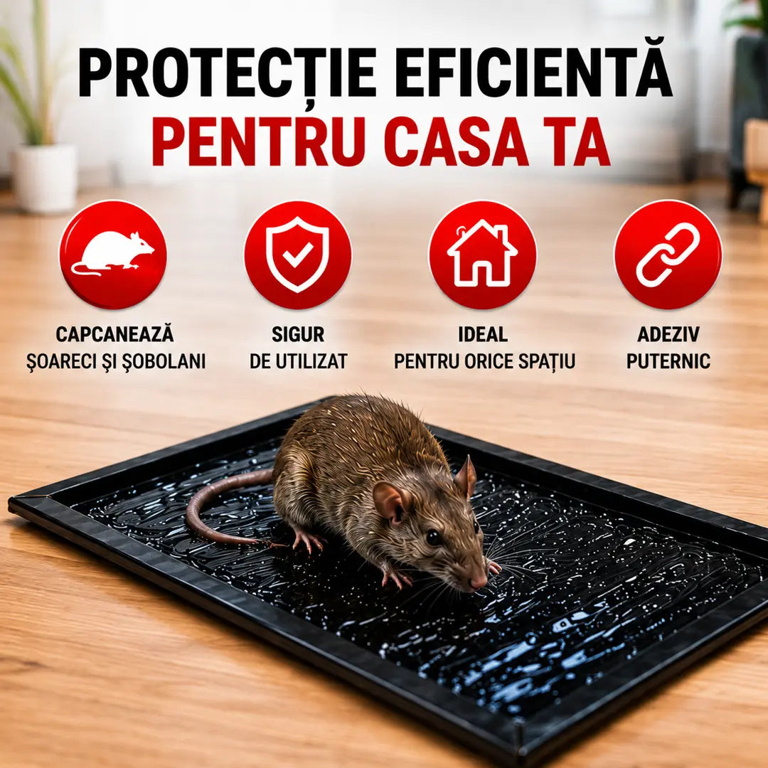 🚫 Gata cu Rozătoarele din Casă – Placă Adezivă Tip Pătură 60x28 cm - Set 10 bucăți