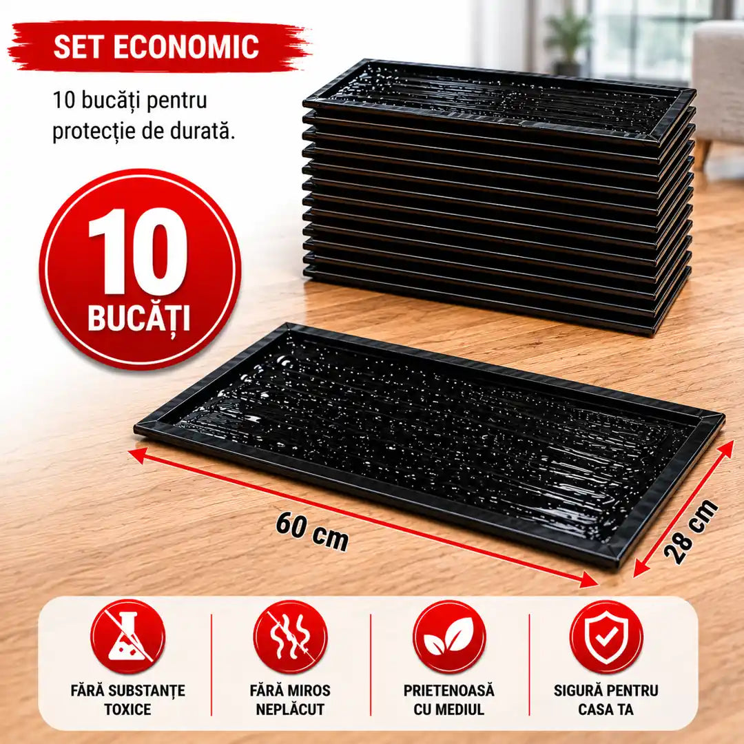 🚫 Gata cu Rozătoarele din Casă – Placă Adezivă Tip Pătură 60x28 cm - Set 10 bucăți