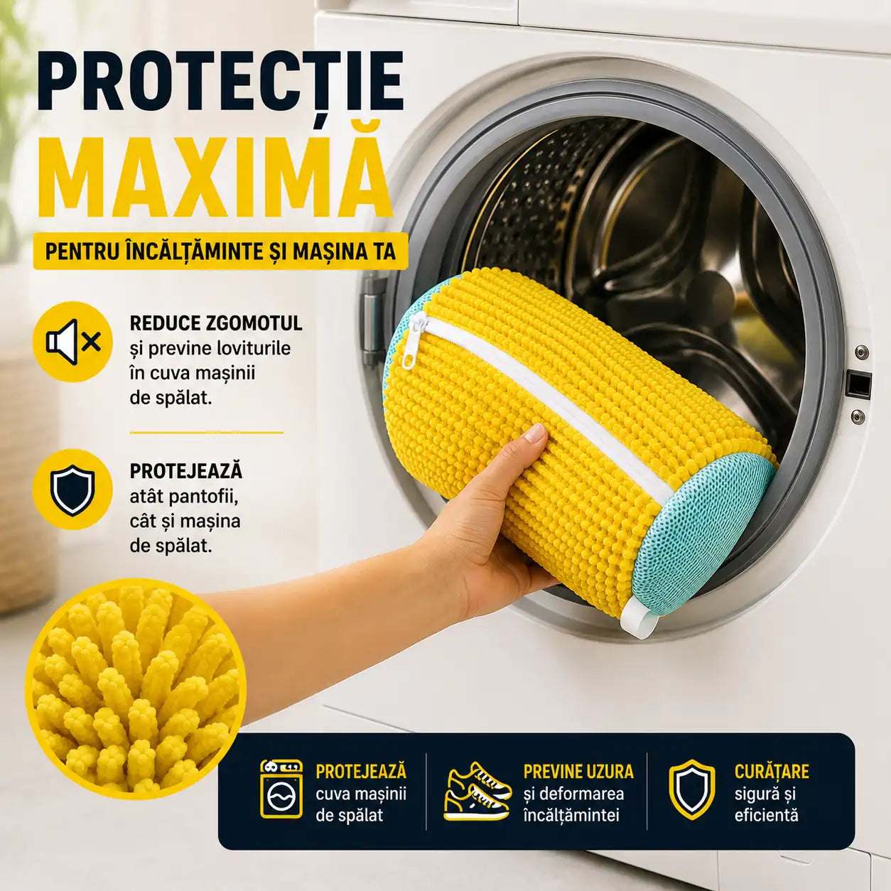 1+1 GRATIS! Curățare Sigură și Eficientă – Sac pentru Spălat Încălțăminte Reutilizabil