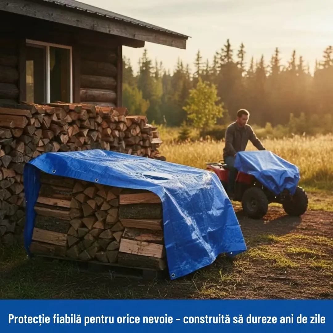 1+1 Gratis! Acoperă și Protejează Orice - Prelată Impermeabilă și Rezistentă din Material Premium - 4M x 6M