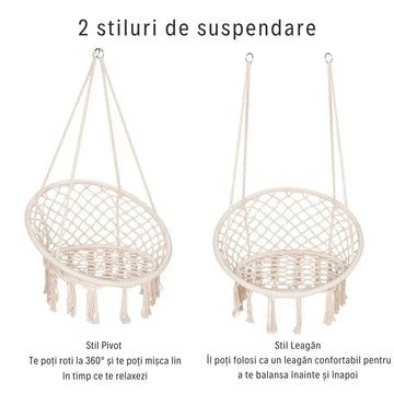 Scaun Rotund Suspendat pentru Interior și Exterior - Stabil și Confortabil