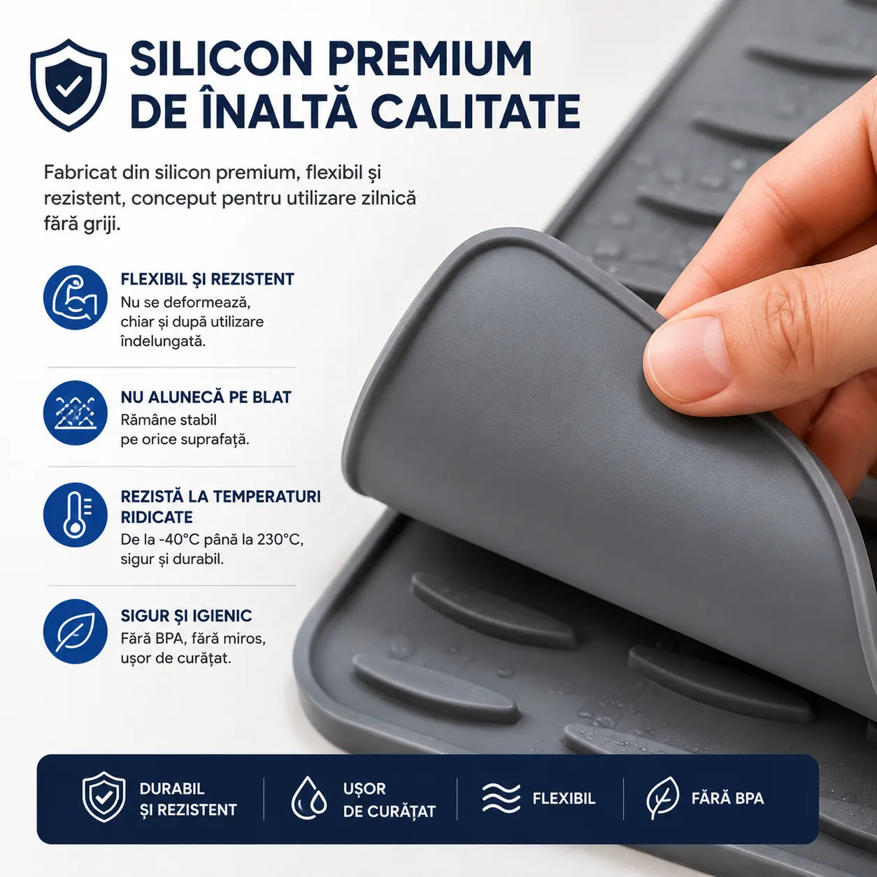 Protejează Blatul și Economisește Spațiu – Suport de Uscare pentru Vase din Silicon