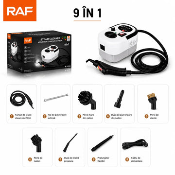 Curățenie profesională acasă, fără detergenți – Aparat de Curățat cu Abur 9 în 1 RAF 1500W