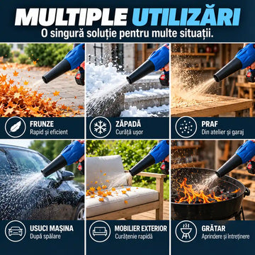 Curățenie rapidă fără cabluri și fără efort! 💨 – Suflantă Puternică cu Acumulator, 2 Baterii 48V + Încărcător