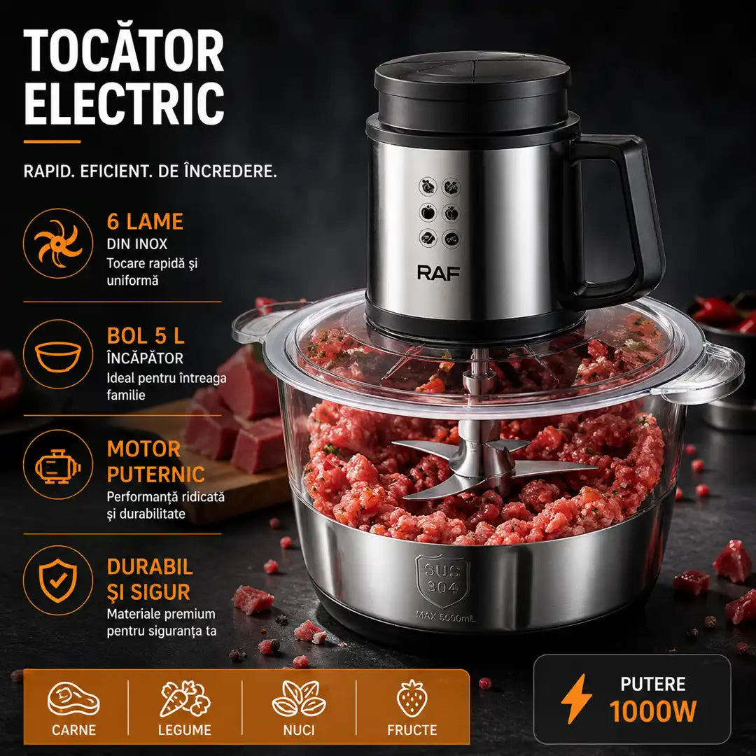 Tocător Electric 5L - Tocare rapidă și eficientă