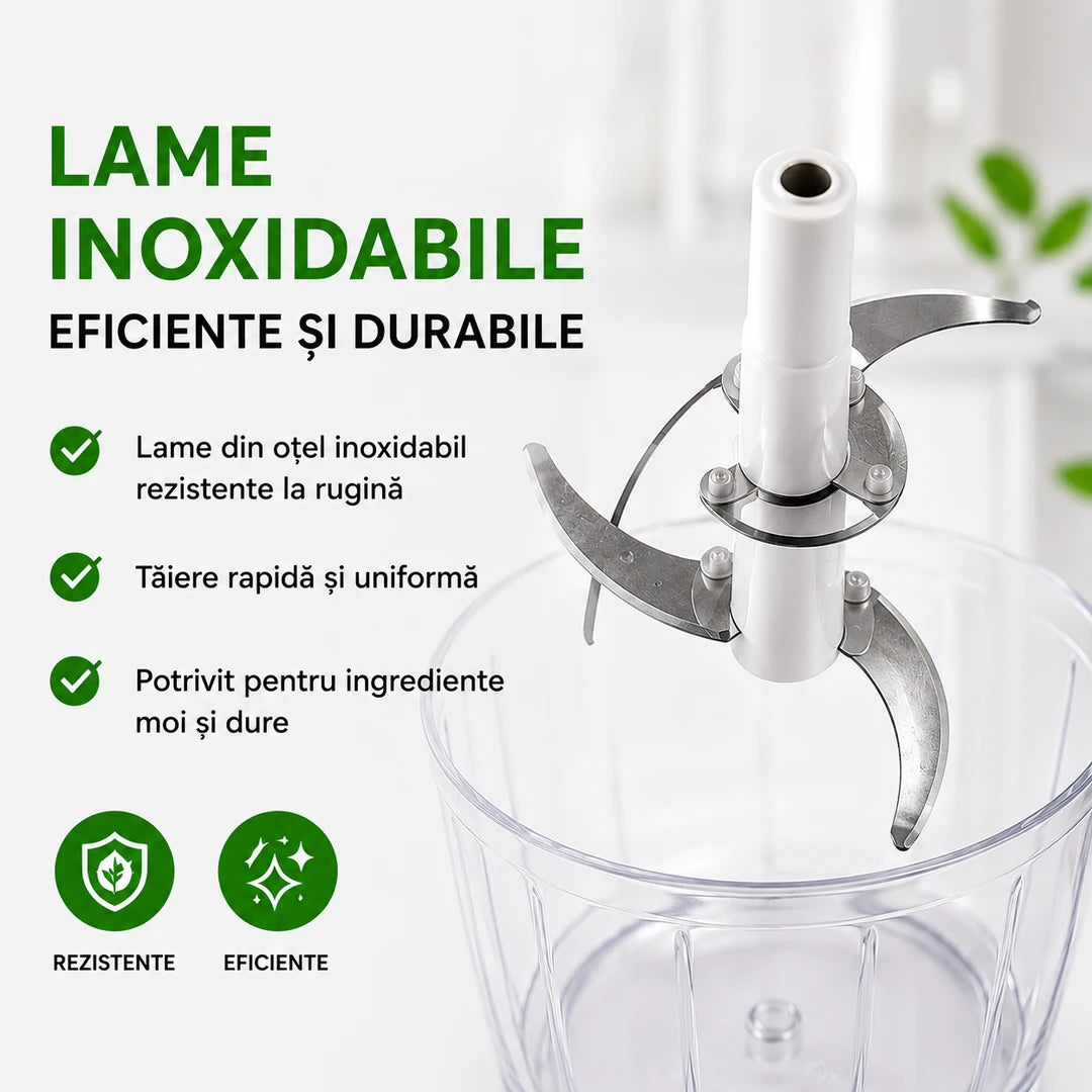 🍅 Tocare rapidă fără curent – Tocător Manual 2L cu Lame Inoxidabile