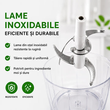 🍅 Tocare rapidă fără curent – Tocător Manual 2L cu Lame Inoxidabile