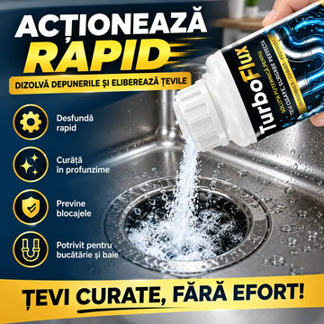 5+5 CADOU! Scapă rapid de țevile înfundate – Soluție Puternică pentru Curățarea și Deblocarea Țevilor