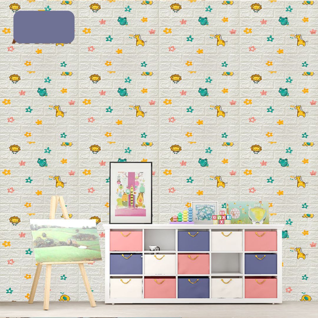 Set 5 Plăci Tapet 3D Cu Model ZOO Ce Imită Cărămida Cu Dimensiuni 70CM Lațime 77CM Înălțime